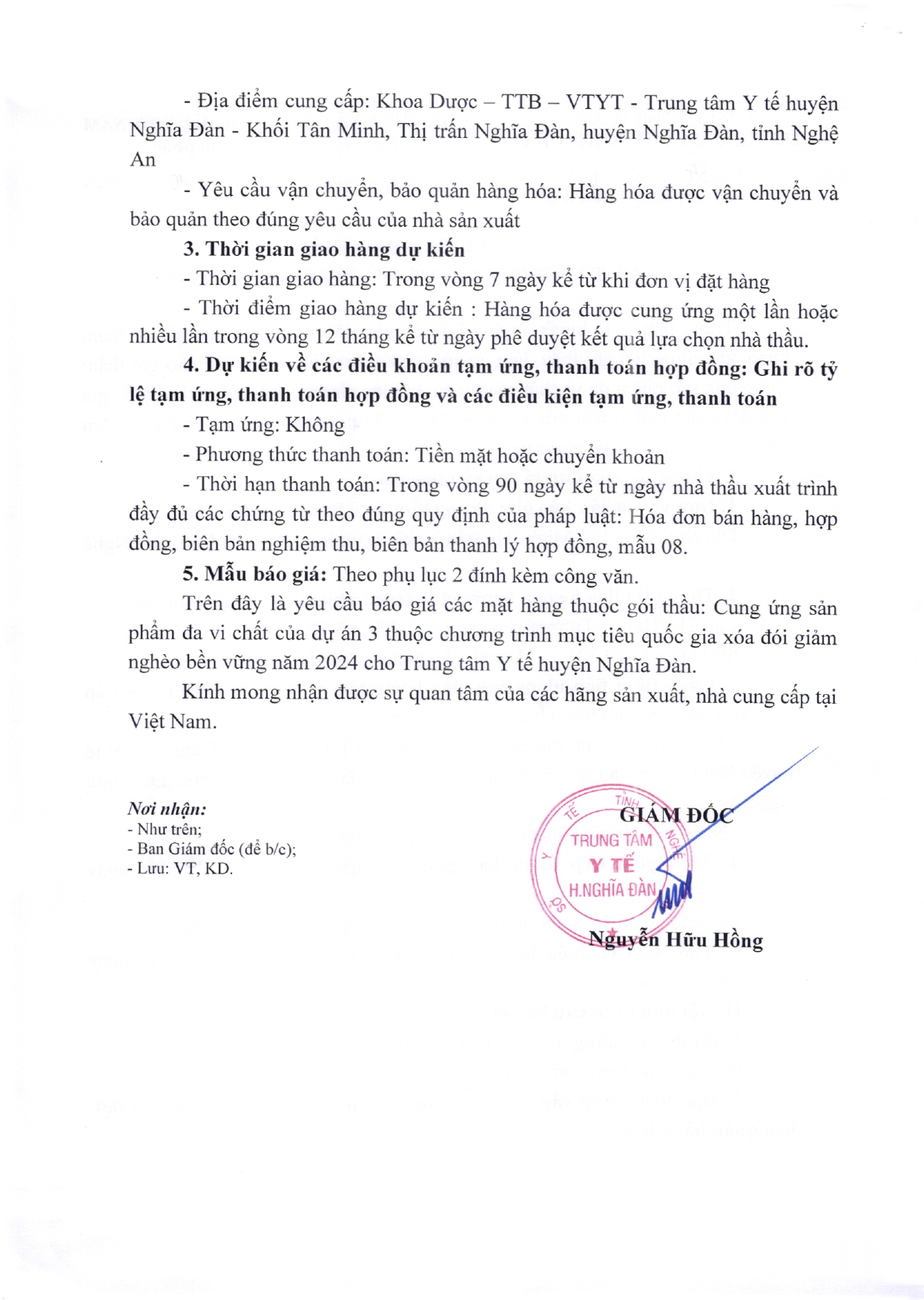 Báo giá hàng hoá