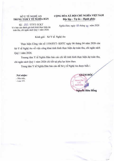 Báo cáo đánh giá tình hình thực hiện dự toán thu, chi ngân sách Quý 1 năm 2026