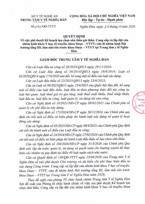 QUYẾT ĐỊNH PHÊ DUYỆT KẾ HOẠCH LỰA CHỌN NHÀ THẦU,GÓI THẦU