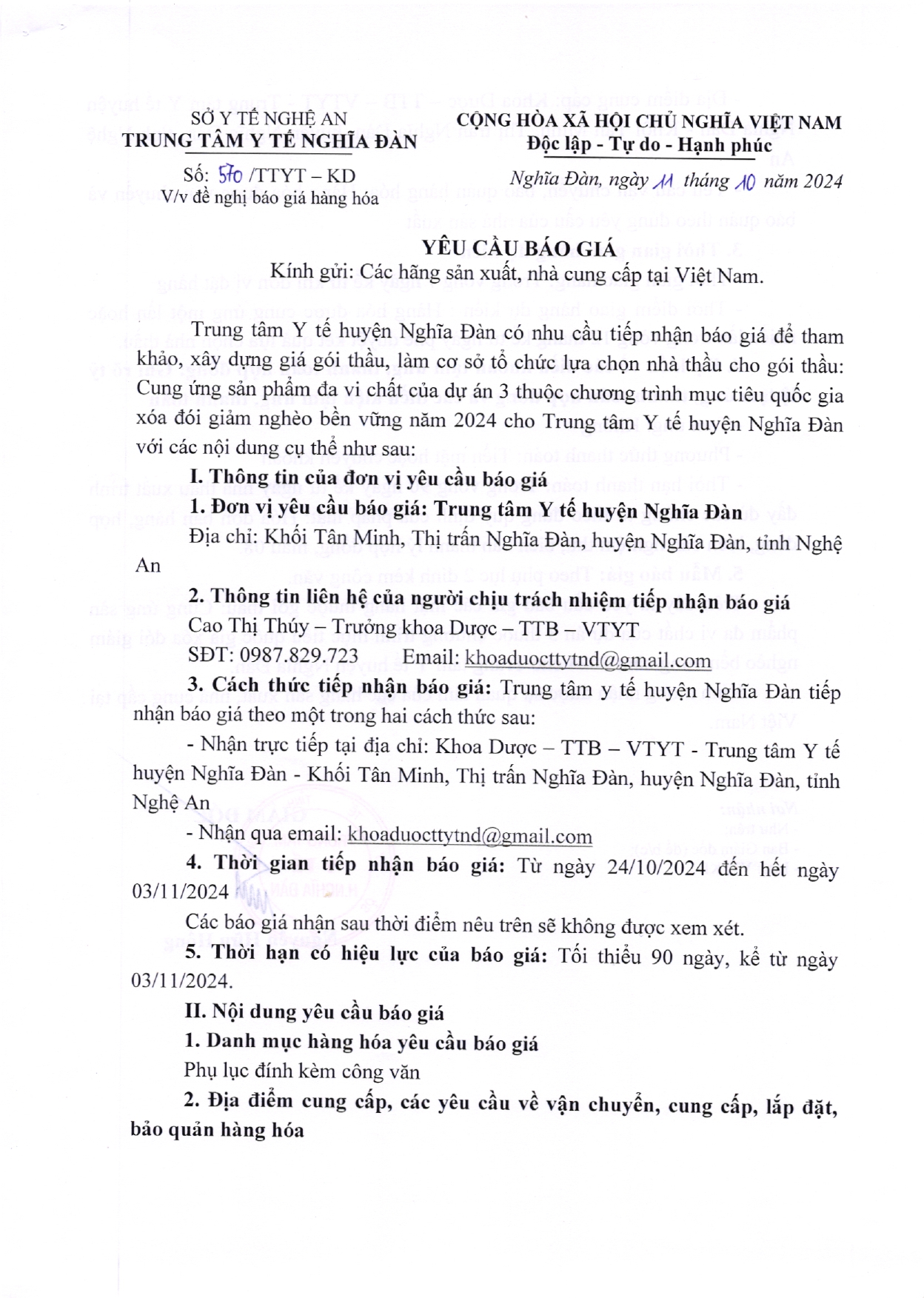 Báo giá hàng hoá